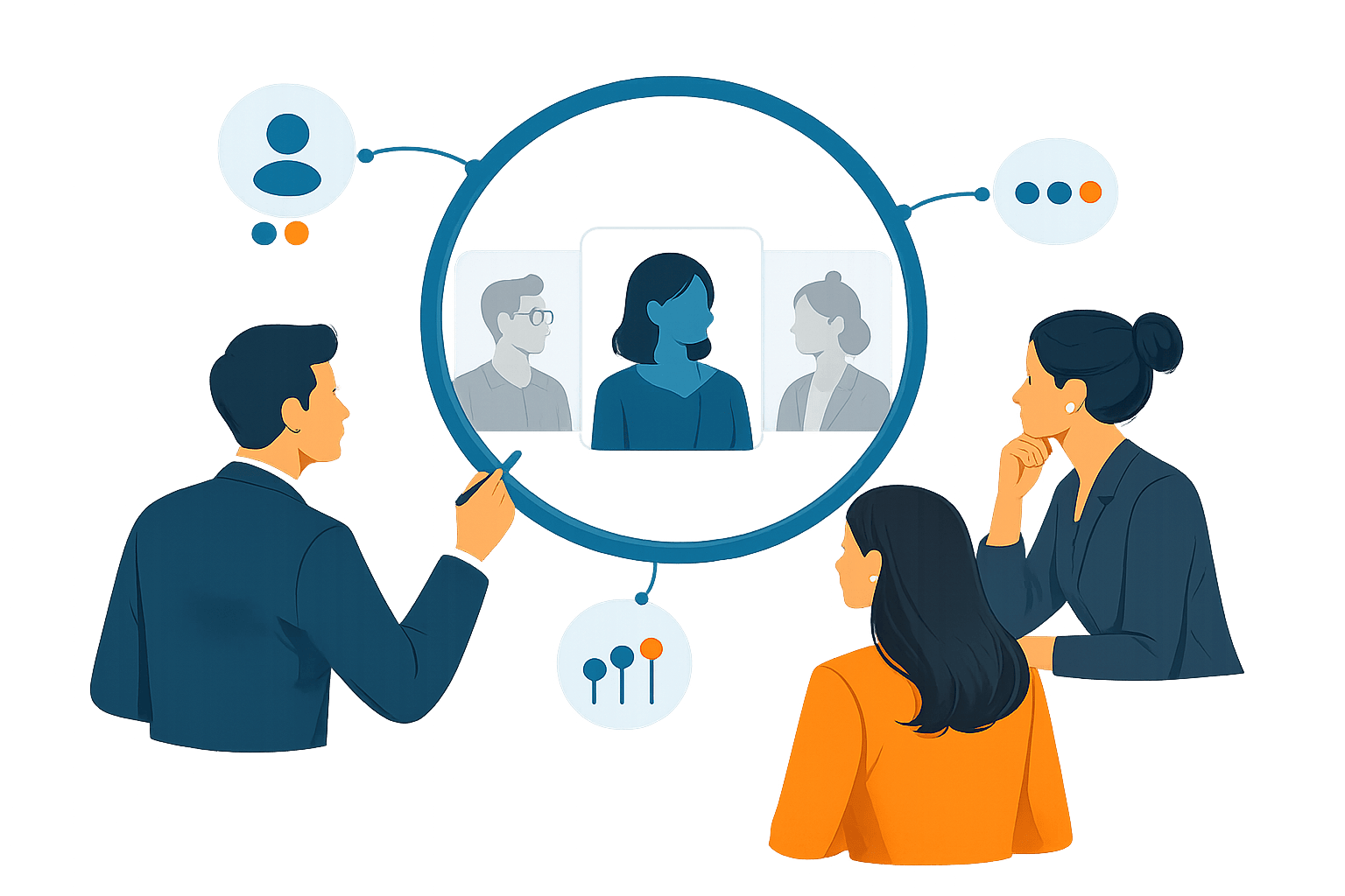 Business leaders clarifying target personas, buying triggers, and validated market insights before campaign planning.