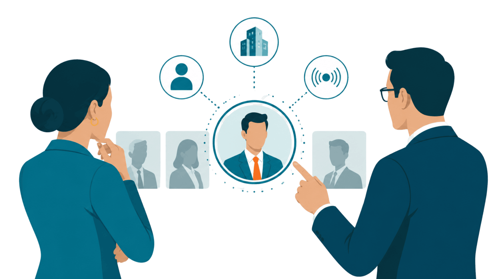 Team building a trust-driven lead engine with icons for workflow and results.